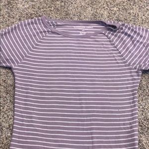 purple white striped shorts